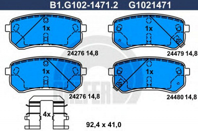 GALFER b1g10214712 -  Комплект тормозных колодок, дисковый тормоз
