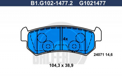 GALFER b1g10214772 -  Комплект тормозных колодок, дисковый тормоз