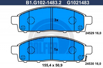 GALFER b1g10214832 -  Комплект тормозных колодок, дисковый тормоз
