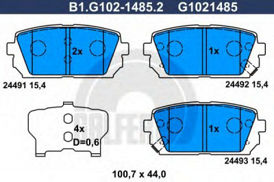 GALFER b1g10214852 -  Комплект тормозных колодок, дисковый тормоз