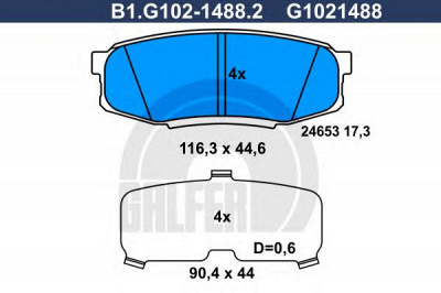 GALFER b1g10214882 -  Комплект тормозных колодок, дисковый тормоз
