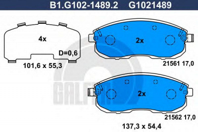 GALFER b1g10214892 -  Комплект тормозных колодок, дисковый тормоз