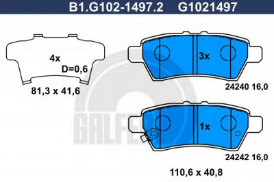 GALFER b1g10214972 -  Комплект тормозных колодок, дисковый тормоз