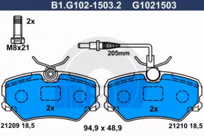 GALFER b1g10215032 -  Комплект тормозных колодок, дисковый тормоз