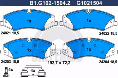 GALFER b1g10215042 -  Комплект тормозных колодок, дисковый тормоз