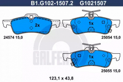 GALFER b1g10215072 -  Комплект тормозных колодок, дисковый тормоз