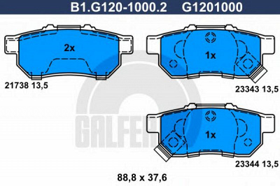 GALFER b1g12010002 -  Комплект тормозных колодок, дисковый тормоз
