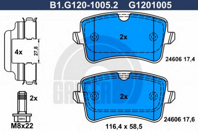 GALFER b1g12010052 -  Комплект тормозных колодок, дисковый тормоз