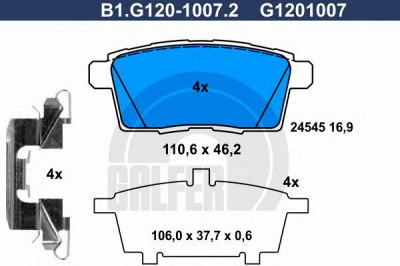 GALFER b1g12010072 -  Комплект тормозных колодок, дисковый тормоз