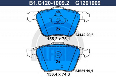 GALFER b1g12010092 -  Комплект тормозных колодок, дисковый тормоз
