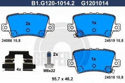 GALFER b1g12010142 -  Комплект тормозных колодок, дисковый тормоз