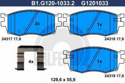 GALFER b1g12010332 -  Комплект тормозных колодок, дисковый тормоз