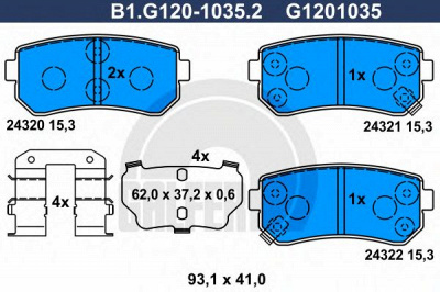 GALFER b1g12010352 -  Комплект тормозных колодок, дисковый тормоз