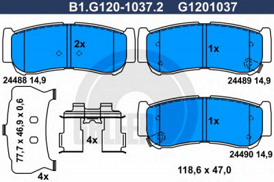 GALFER b1g12010372 -  Комплект тормозных колодок, дисковый тормоз