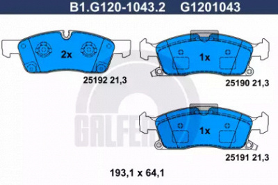 GALFER b1g12010432 -  Комплект тормозных колодок, дисковый тормоз