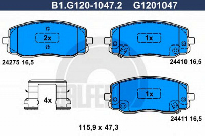 GALFER b1g12010472 -  Комплект тормозных колодок, дисковый тормоз