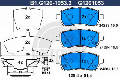 GALFER b1g12010532 -  Комплект тормозных колодок, дисковый тормоз