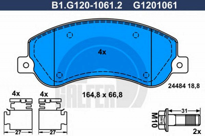 GALFER b1g12010612 -  Комплект тормозных колодок, дисковый тормоз