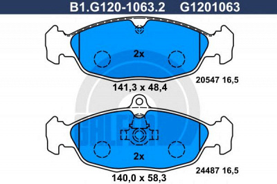 GALFER b1g12010632 -  Комплект тормозных колодок, дисковый тормоз