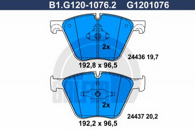 GALFER b1g12010762 -  Комплект тормозных колодок, дисковый тормоз