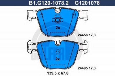 GALFER b1g12010782 -  Комплект тормозных колодок, дисковый тормоз