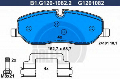 GALFER b1g12010822 -  Комплект тормозных колодок, дисковый тормоз