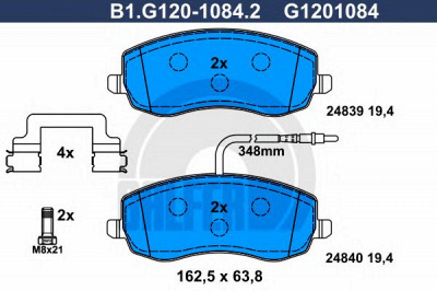 GALFER b1g12010842 -  Комплект тормозных колодок, дисковый тормоз