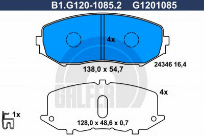 GALFER b1g12010852 -  Комплект тормозных колодок, дисковый тормоз