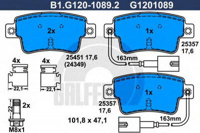 GALFER b1g12010892 -  Комплект тормозных колодок, дисковый тормоз