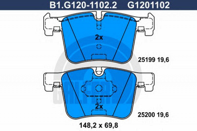 GALFER b1g12011022 -  Комплект тормозных колодок, дисковый тормоз