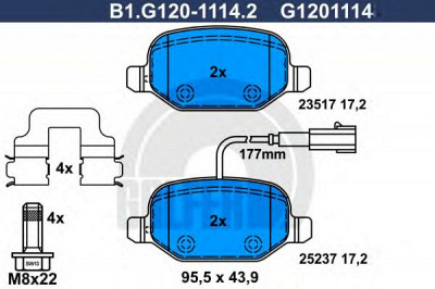 GALFER b1g12011142 -  Комплект тормозных колодок, дисковый тормоз