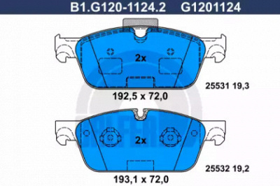GALFER b1g12011242 -  Комплект тормозных колодок, дисковый тормоз