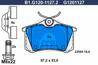 GALFER b1g12011272 -  Комплект тормозных колодок, дисковый тормоз
