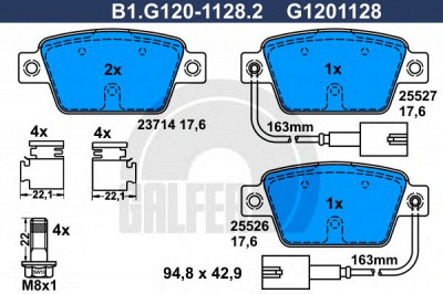 GALFER b1g12011282 -  Комплект тормозных колодок, дисковый тормоз