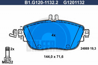 GALFER b1g12011322 -  Комплект тормозных колодок, дисковый тормоз