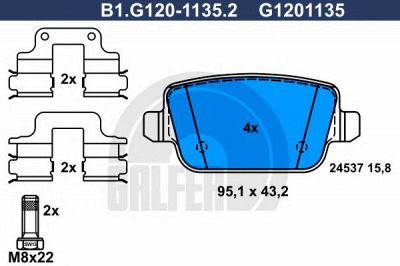 GALFER b1g12011352 -  Комплект тормозных колодок, дисковый тормоз