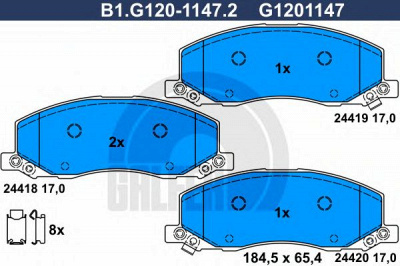 GALFER b1g12011472 -  Комплект тормозных колодок, дисковый тормоз