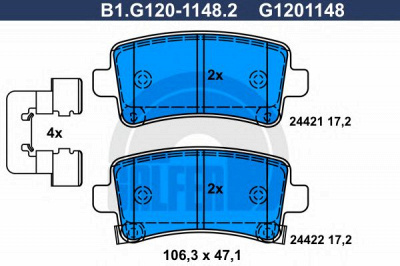 GALFER b1g12011482 -  Комплект тормозных колодок, дисковый тормоз