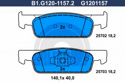 GALFER b1g12011572 -  Комплект тормозных колодок, дисковый тормоз