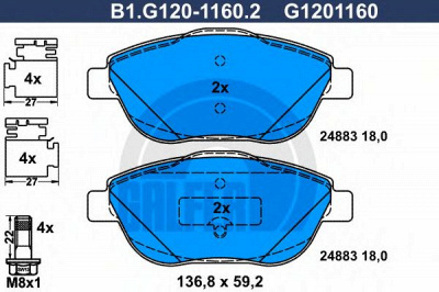 GALFER b1g12011602 -  Комплект тормозных колодок, дисковый тормоз