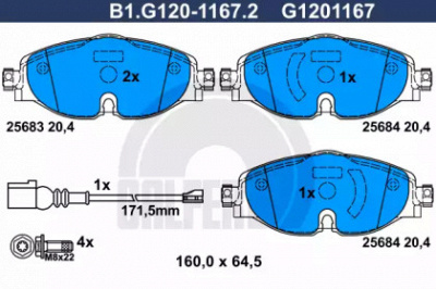GALFER b1g12011672 -  Комплект тормозных колодок, дисковый тормоз
