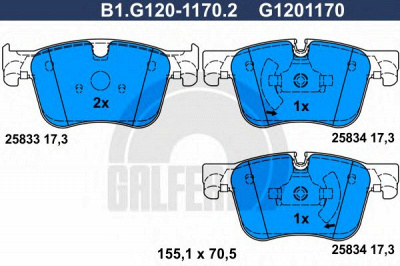 GALFER b1g12011702 -  Комплект тормозных колодок, дисковый тормоз