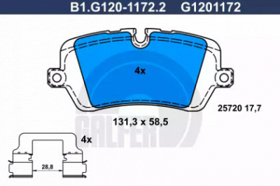 GALFER b1g12011722 -  Комплект тормозных колодок, дисковый тормоз