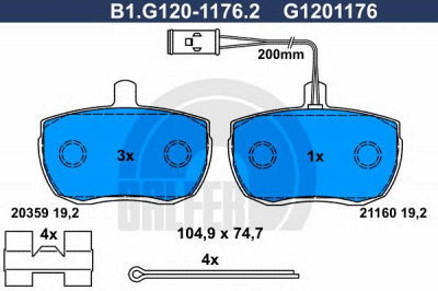 GALFER b1g12011762 -  Комплект тормозных колодок, дисковый тормоз