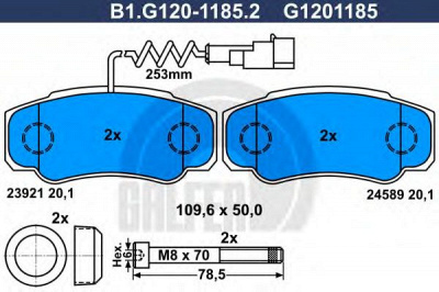 GALFER b1g12011852 -  Комплект тормозных колодок, дисковый тормоз