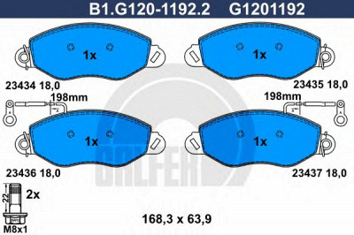 GALFER b1g12011922 -  Комплект тормозных колодок, дисковый тормоз