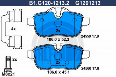 GALFER b1g12012132 -  Комплект тормозных колодок, дисковый тормоз