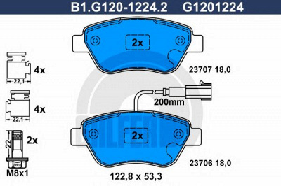 GALFER b1g12012242 -  Комплект тормозных колодок, дисковый тормоз