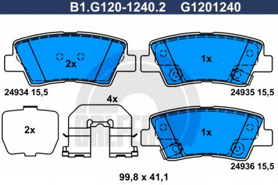 GALFER b1g12012402 -  Комплект тормозных колодок, дисковый тормоз