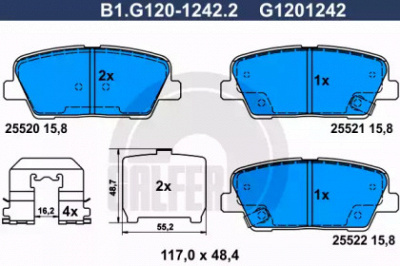 GALFER b1g12012422 -  Комплект тормозных колодок, дисковый тормоз
